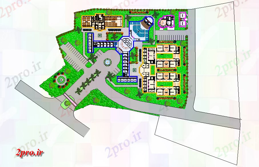 دانلود نقشه ساختمان اداری - تجاری - صنعتی طراحی های اداری، محوطه سازی طراحی 259 در 322 متر (کد67492)