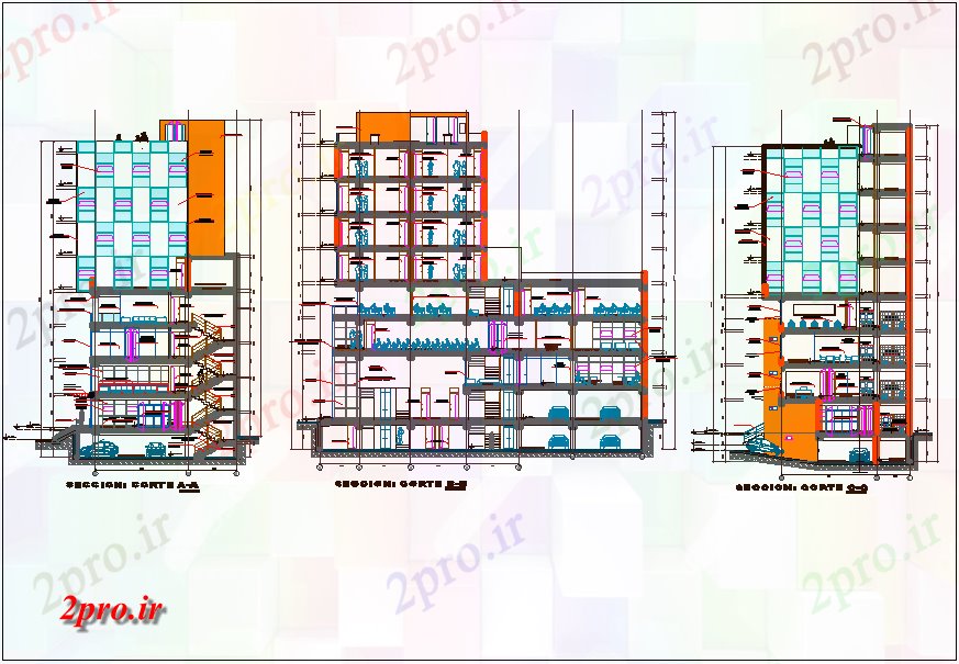 دانلود نقشه ساختمان اداری - تجاری - صنعتی دفتر بخش ساختمان طرحی جزئیات  (کد67498)