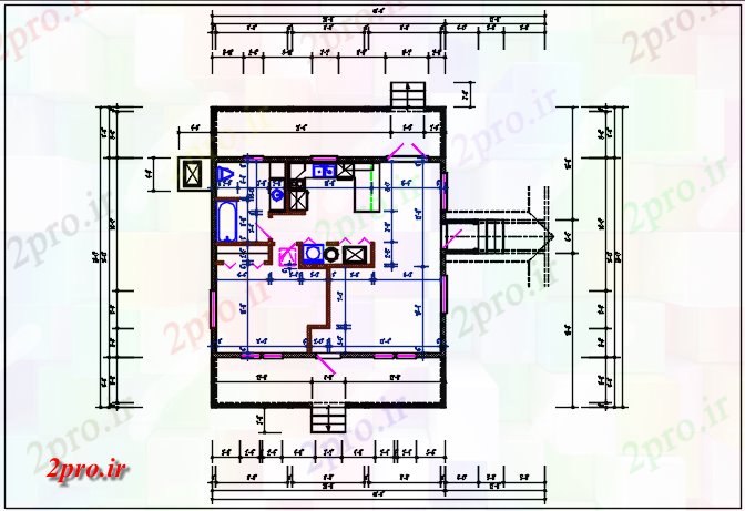 دانلود نقشه مسکونی ، ویلایی ، آپارتمان مسکونی جزئیات طرحی خانه با ابعاد، furnisher در اتاق جزئیات 28 در 32 متر (کد67543)