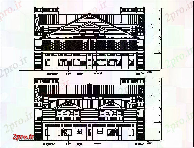 دانلود نقشه مسکونی ، ویلایی ، آپارتمان خانه نما جزئیات 78 در 82 متر (کد67549)