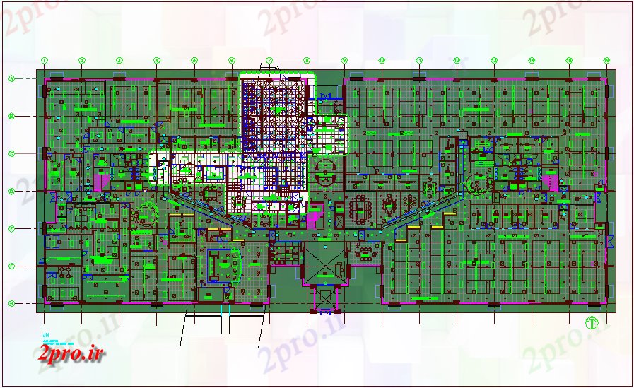 دانلود نقشه بانک طراحی داخلی بانک با طرحی معماری 41 در 105 متر (کد67572)