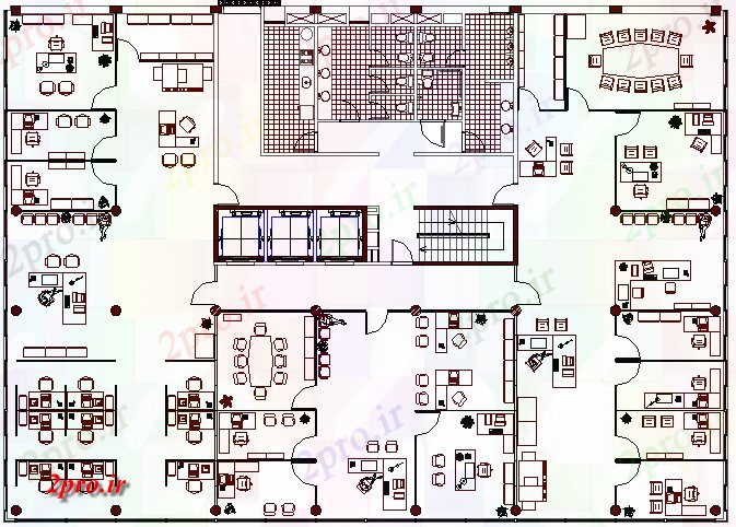 دانلود نقشه  شرکت ، دفتر کار ، سازمان ، ادارهچند طبقه ساختمان اداری معماری دفتر طرحی بندی  (کد67597)