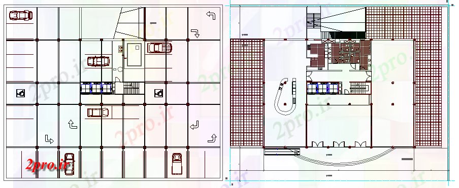 دانلود نقشه ساختمان اداری - تجاری - صنعتی همکف و طبقه اول طراحی از ساختمان شرکت های بزرگ (کد67599)