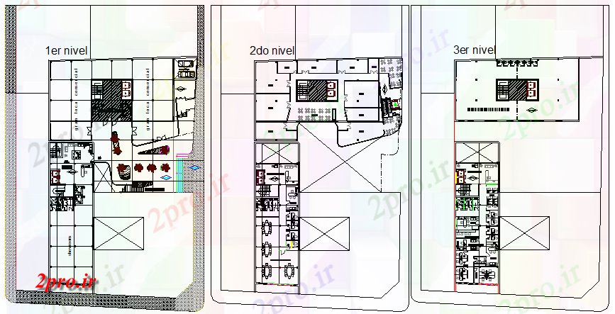 دانلود نقشه ساختمان اداری - تجاری - صنعتی زمین، برای اولین بار و طرحی طبقه دوم طرحی ساختمان شرکت های بزرگ (کد67619)