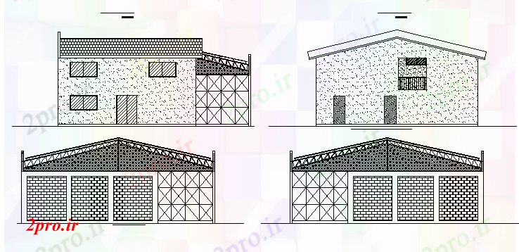 دانلود نقشه مسکونی ، ویلایی ، آپارتمان همه نظر نما طرفه از تک خانواده پروژه خانه 20 در 23 متر (کد67633)