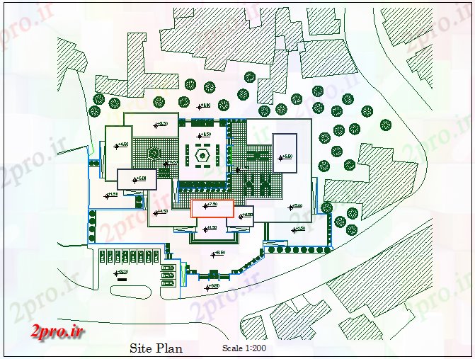 دانلود نقشه ساختمان اداری - تجاری - صنعتی طراحی سایت از ساختار جزئیات 34 در 66 متر (کد67642)