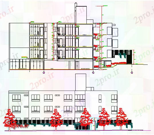 دانلود نقشه مسکونی  ، ویلایی ، آپارتمان  نما جلو و  فرم مقابل آپارتمان   های مسکونی ساخت (کد67665)