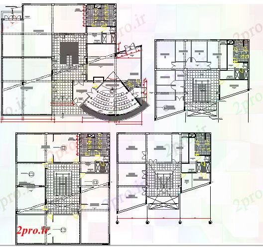 دانلود نقشه ساختمان اداری - تجاری - صنعتی اطلاعات شبکه ساختمان اداری طرحی طبقه جزئیات معماری 23 در 28 متر (کد67675)
