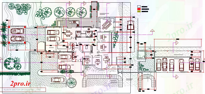 دانلود نقشه شرکت ، دفتر کار ، سازمان ، ادارهطرحی دفتر اداری طرحی معماری جزئیات 16 در 23 متر (کد67681)