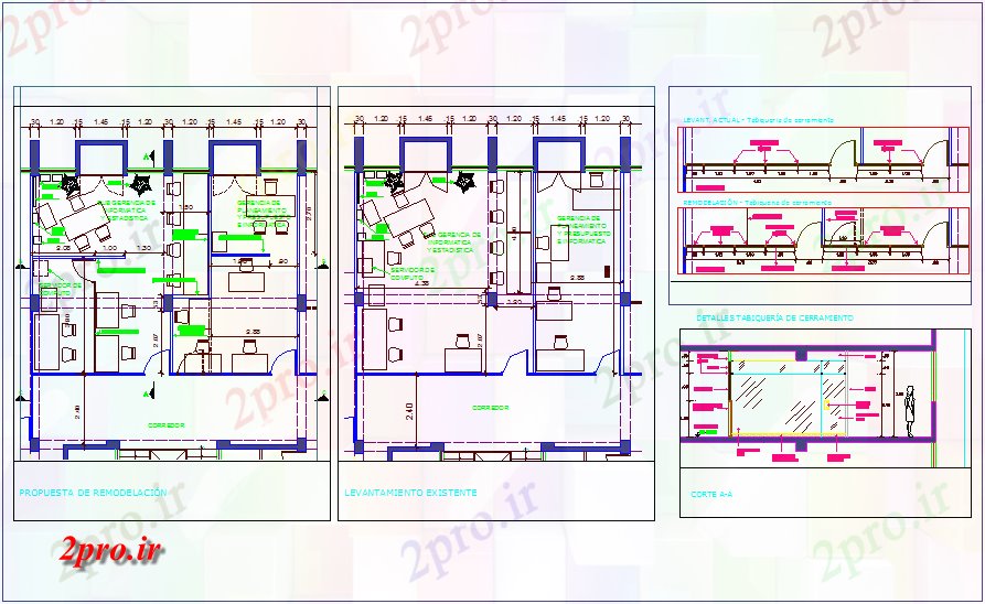 دانلود نقشه ساختمان اداری - تجاری - صنعتی بازسازی دفتر، بخش و ضمیمه پارتیشن 9 در 11 متر (کد67696)