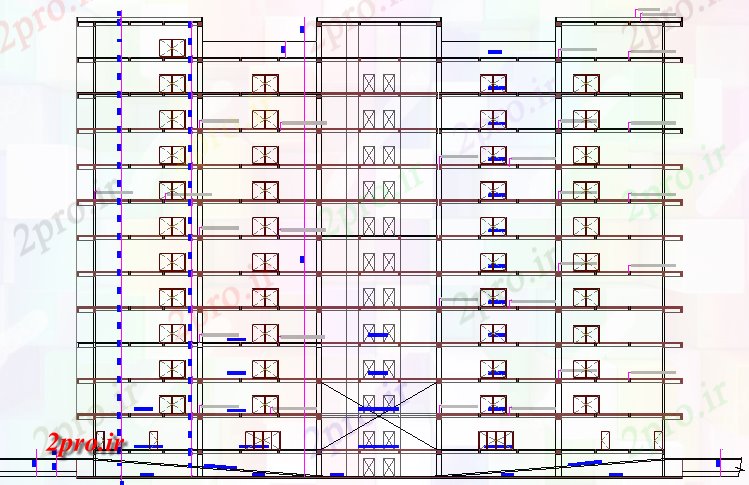 دانلود نقشه ساختمان اداری - تجاری - صنعتی جزئیات مقطعی کامل از شرکت ساخت و ساز 66 در 73 متر (کد67724)