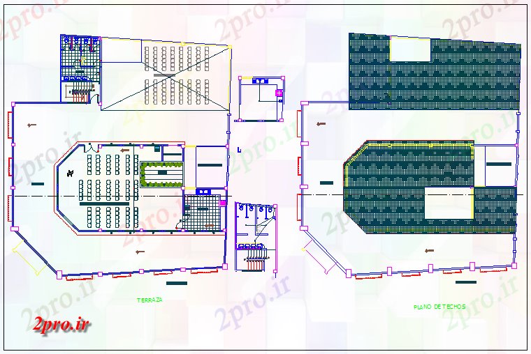 دانلود نقشه ساختمان دولتی ، سازمانی تراس و سقف طرحی دولت ساخت 22 در 22 متر (کد67791)