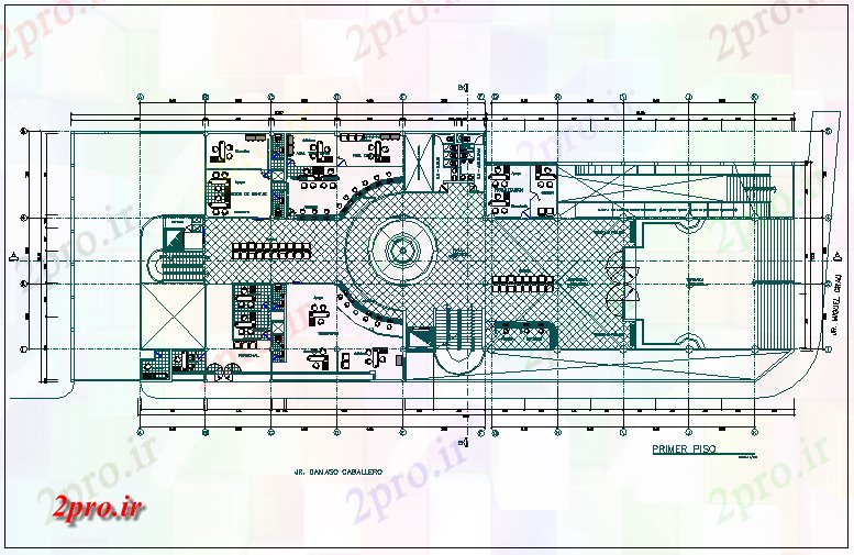 دانلود نقشه ساختمان دولتی ، سازمانی طرحی طبقه دفتر دولت ساخت 22 در 59 متر (کد67812)