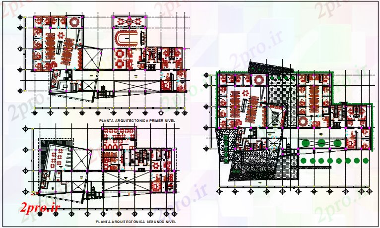 دانلود نقشه ساختمان اداری - تجاری - صنعتی تجاری خط وسط جزئیات طرحی 34 در 57 متر (کد67815)