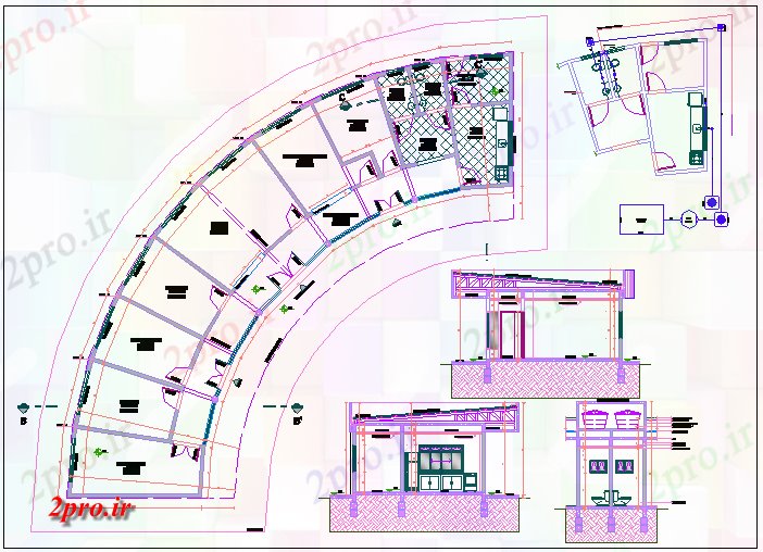 دانلود نقشه ساختمان اداری - تجاری - صنعتی برنامه و بخش نظر ساختمان شرکت های بزرگ 6 در 25 متر (کد67853)