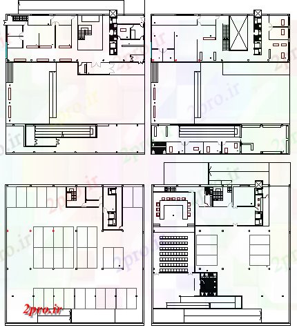 دانلود نقشه ساختمان دولتی ، سازمانی زمین، برای اولین بار، طراحی طبقه دوم و بالای شورای دولت ساخت 30 در 30 متر (کد67876)