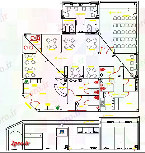دانلود نقشه ساختمان اداری - تجاری - صنعتی بخش و طراحی جزئیات پروژه دفتر شرکت (کد67887)