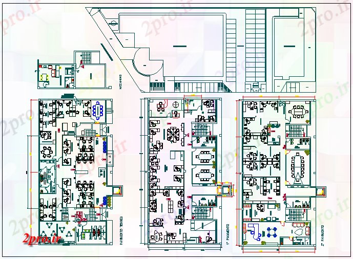 دانلود نقشه ساختمان اداری - تجاری - صنعتی طرحی طبقه از ساختمان شرکت های بزرگ 14 در 29 متر (کد67901)