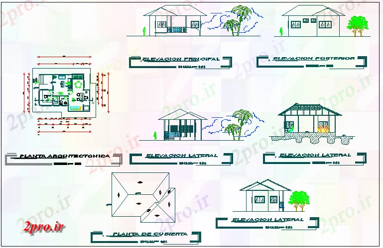 دانلود نقشه ساختمان اداری - تجاری - صنعتی طرحی و نما ساختمان مدیریت 10 در 17 متر (کد67928)