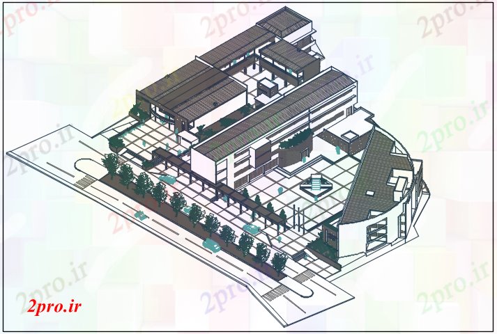 دانلود نقشه ساختمان اداری - تجاری - صنعتی طرحی ساختمان تجاری جزئیات نما (کد67929)