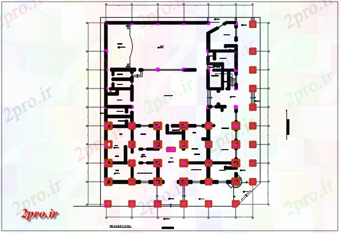دانلود نقشه ساختمان اداری - تجاری - صنعتی پارکینگ در ستون جزئیات 31 در 38 متر (کد67945)