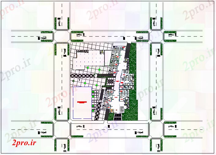 دانلود نقشه ساختمان دولتی ، سازمانی ساختمان محیط مدیریت دولت چشم انداز 34 در 81 متر (کد67955)