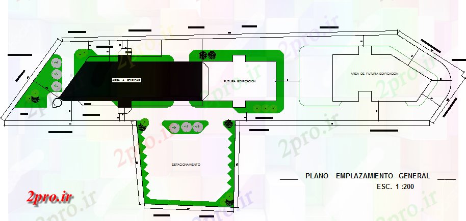 دانلود نقشه ساختمان اداری - تجاری - صنعتی طرحی سایت با محوطه سازی جزئیات ساختمان اداری (کد67966)