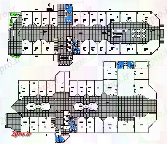 دانلود نقشه ساختمان اداری - تجاری - صنعتی همکف و طبقه اول طراحی از ساختمان اداری (کد67967)