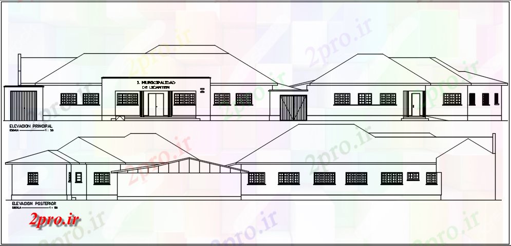 دانلود نقشه مسکونی ، ویلایی ، آپارتمان نما دفتر جزئیات 18 در 24 متر (کد67968)