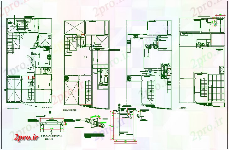دانلود نقشه ساختمان اداری - تجاری - صنعتی طرحی طبقه جزئیات 8 در 15 متر (کد67976)