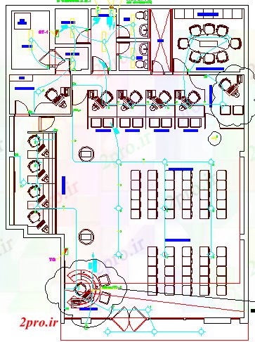 دانلود نقشه بانک بانک جزئیات طراحی معماری با نصب و راه اندازی برق 12 در 19 متر (کد67984)