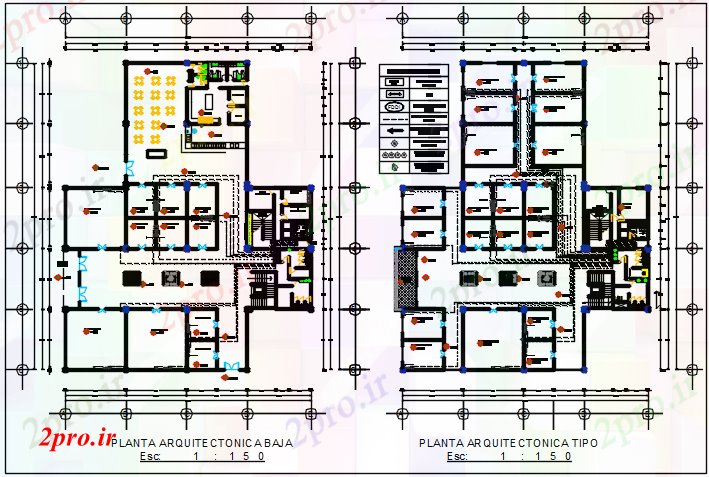 دانلود نقشه ساختمان اداری - تجاری - صنعتی طراحی خط مرکز تجاری در جزئیات 40 در 50 متر (کد67986)