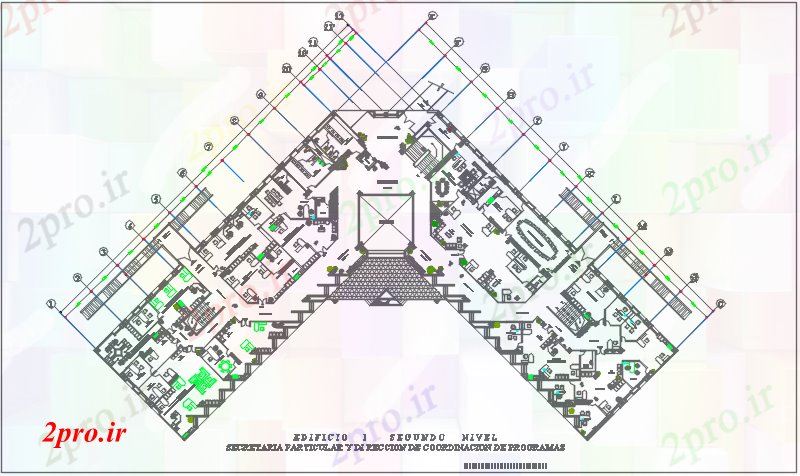 دانلود نقشه ساختمان اداری - تجاری - صنعتی مرکز ساختمان تجاری از طرحی خطوط جزئیات 20 در 65 متر (کد67992)