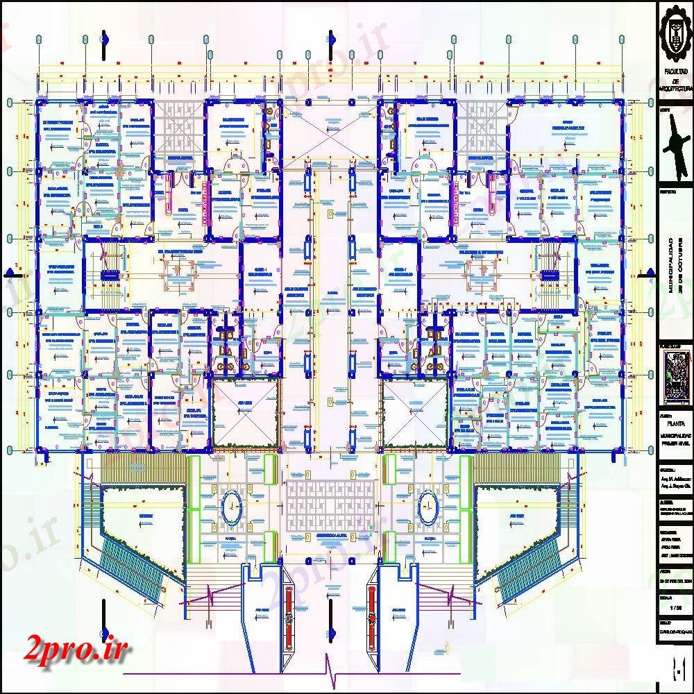 دانلود نقشه ساختمان اداری - تجاری - صنعتی طرحی ساختمان تجاری در برش از سمت طراحی جزئیات 21 در 61 متر (کد68032)