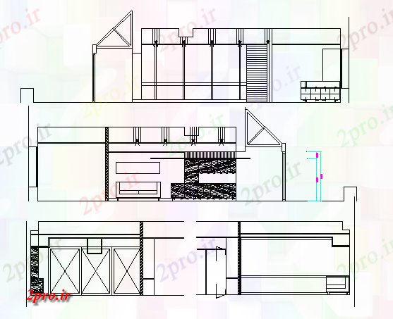 دانلود نقشه  شرکت ، دفتر کار ، سازمان ، ادارهنما جانبی و  مقطعی تقویت  های اداری  (کد68087)