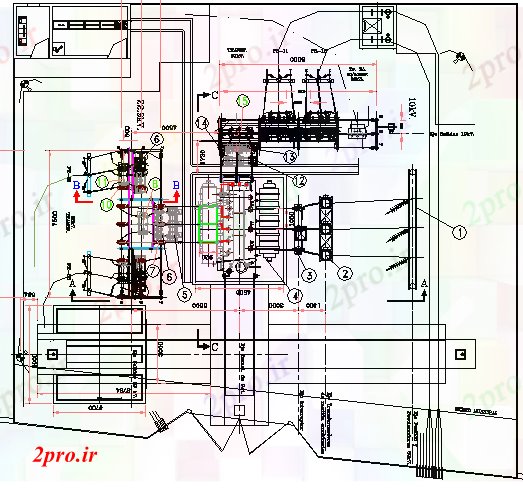 دانلود نقشه معماری تجهیزات در محیط ترانسفورماتور ولتاژ جزئیات (کد68101)