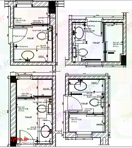 دانلود نقشه بلوک حمام و توالتجزئیات نصب و راه اندازی توالت تک خانواده پروژه خانه (کد68122)