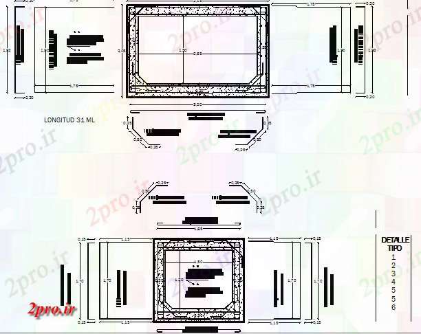 دانلود نقشه جزئیات ساخت و ساز جزئیات ساختاری بخش جعبه طراحی زهکشی باران آب (کد68135)