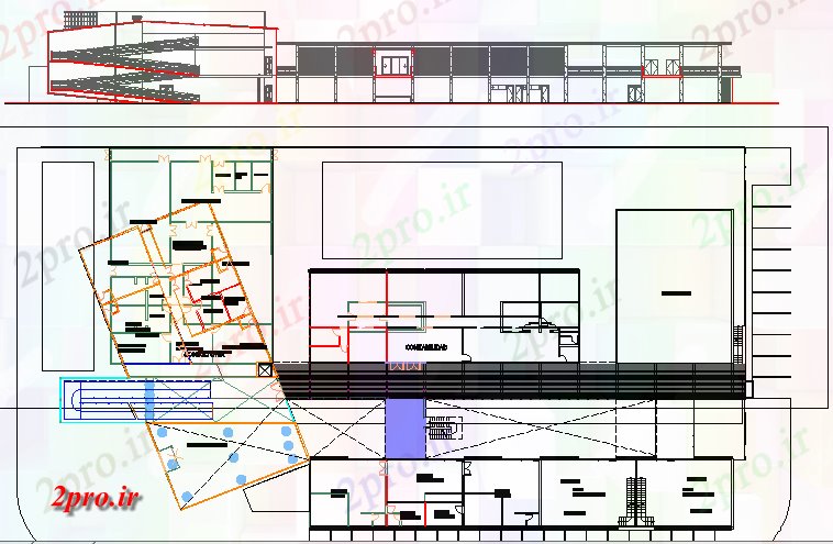 دانلود نقشه ساختمان اداری - تجاری - صنعتی دفتر طیور ساخت و ساز  فرم با طراحی جزئیات (کد68141)