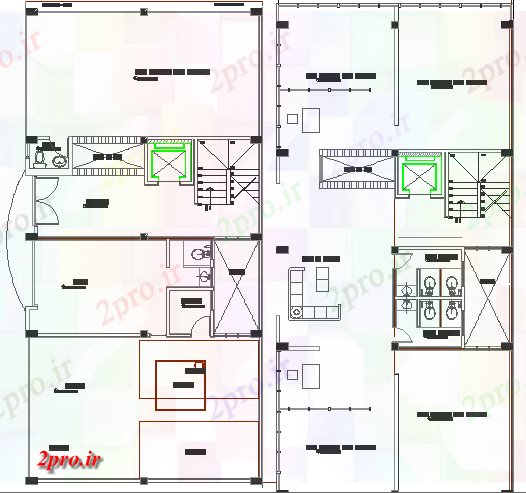 دانلود نقشه ساختمان اداری - تجاری - صنعتی همکف و طبقه اول طراحی از چند طبقه دفتر مدیریت ساخت (کد68150)