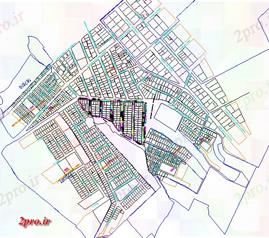 دانلود نقشه برنامه ریزی شهری نقشه برنامه ریزی شهر شهری با چراغ های ترافیک و جاده ها  (کد68181)