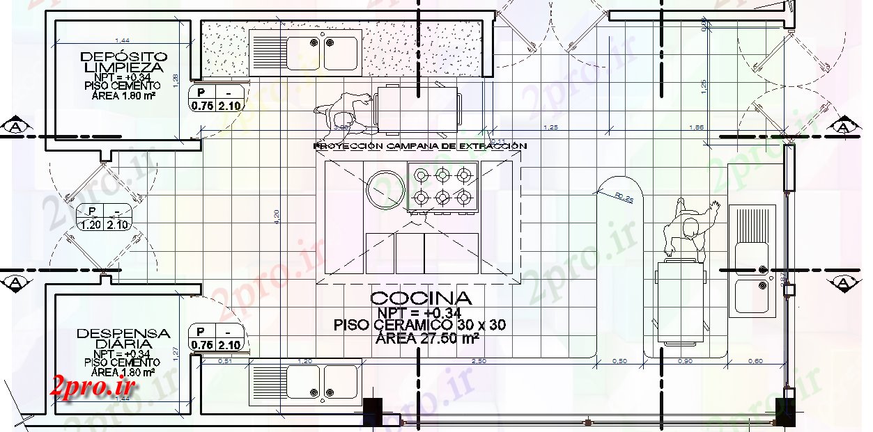 دانلود نقشه آشپزخانه بیمارستان طرحی آشپزخانه  (کد68193)