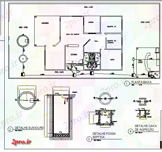 دانلود نقشه جزئیات لوله کشی جزئیات لوله کشی خانه یک خانواده با طراحی (کد68211)