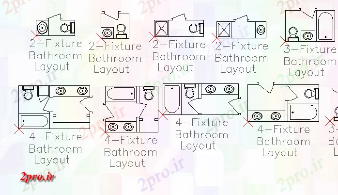 دانلود نقشه بلوک حمام و توالتثابت طرحی حمام جزئیات طراحی چند (کد68254)
