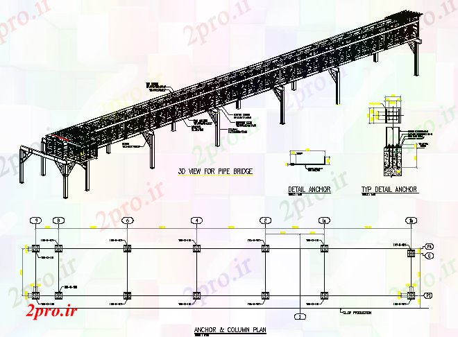 دانلود نقشه جاده و پل  تریدی برای پل لوله با ساخت و ساز جزئیات (کد68295)