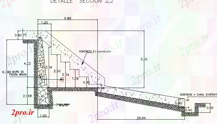 دانلود نقشه جزئیات ساخت و ساز راه پله ساختمانی از محدودیت هایی و هدایت طوفان آب (کد68318)