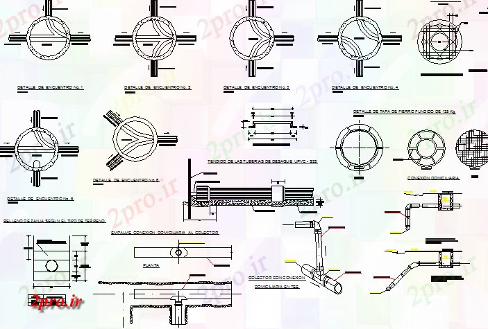 دانلود نقشه جزئیات ساخت و ساز فاضلاب زهکشی فاضلاب لوله جزئیات ساخت و ساز  (کد68322)