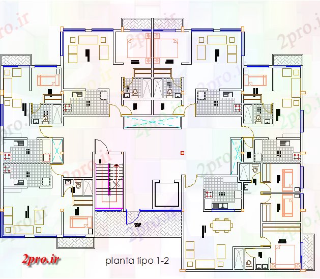 دانلود نقشه ساختمان مرتفعبلند ساخت طراحی و طرحی بندی طرح 35 در 40 متر (کد68341)