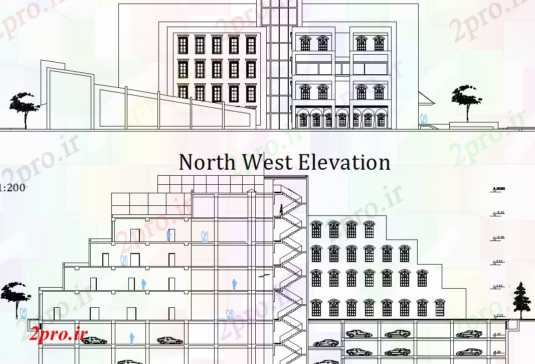 دانلود نقشه ساختمان مرتفعنما یک ساختمان شهرداری 31 در 39 متر (کد68356)