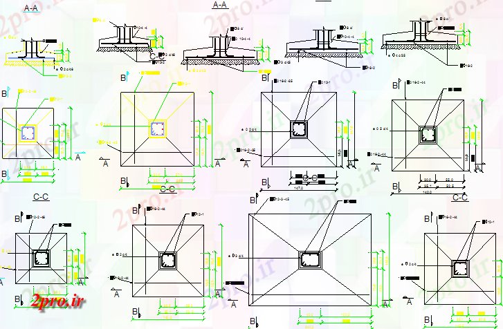 دانلود نقشه جزئیات پایه جزئیات ساخت و ساز شالوده ساخت (کد68365)